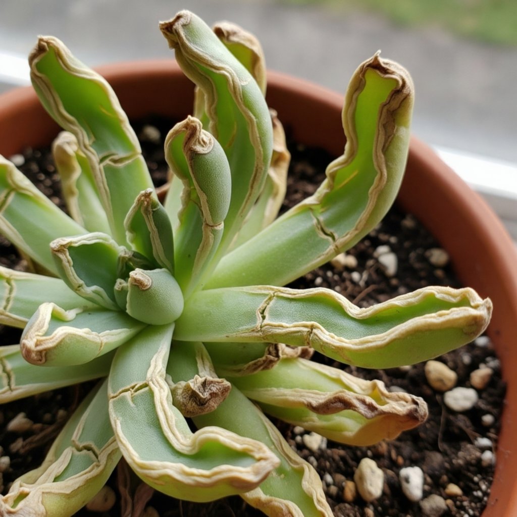 Brittle and Deformed Succulent Leaves