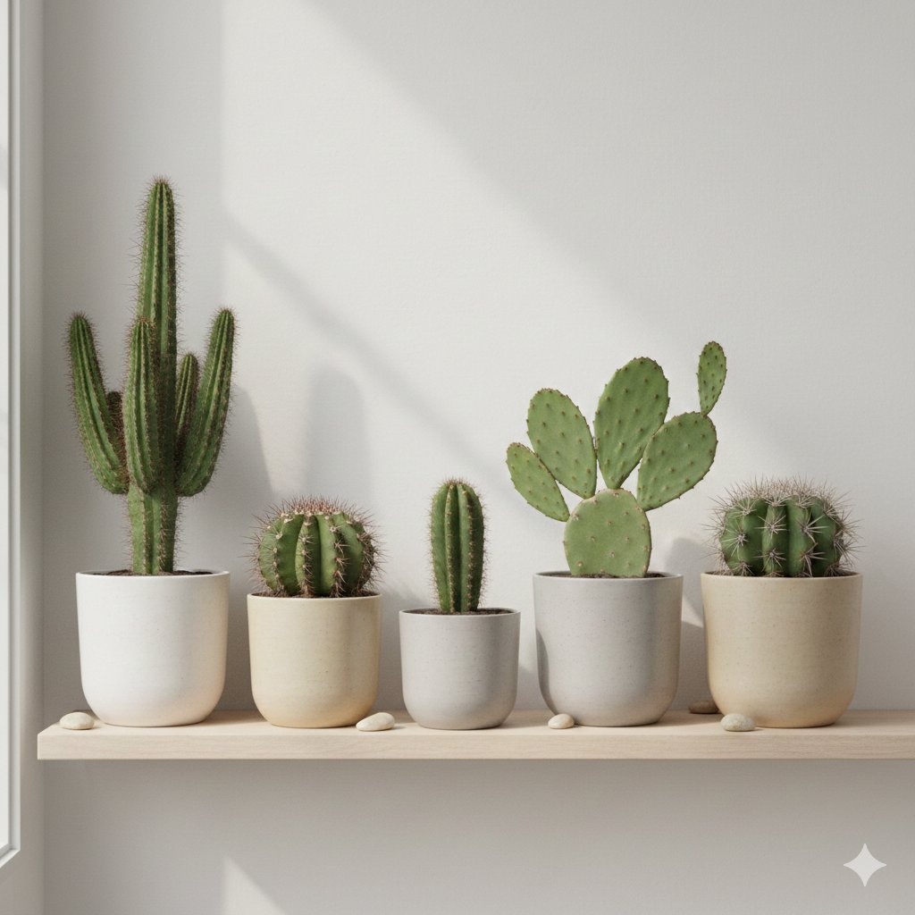 Grouped Potted Cactus Displays