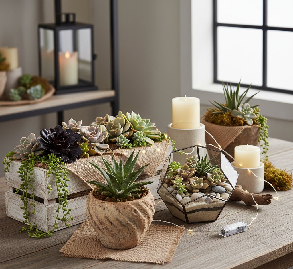 Mixing Succulents with Decorative Elements