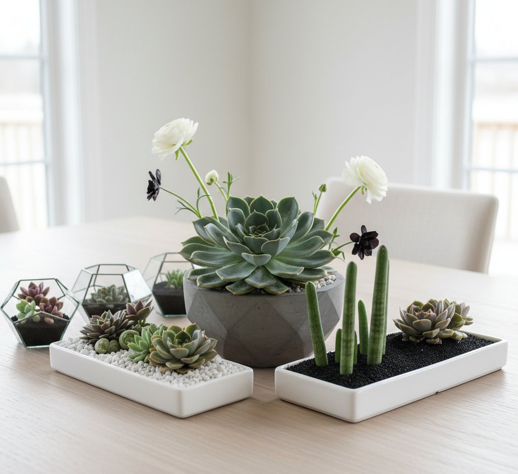 Modern and Minimalist Styles - succulent centerpiece