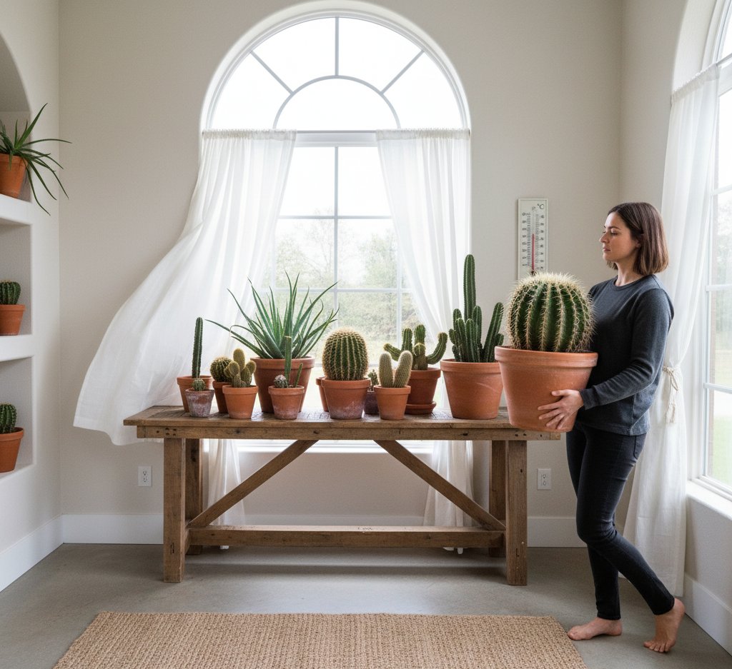 Relocating Potted Cacti Indoors