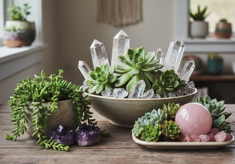 Succulent Arrangements With Crystals
