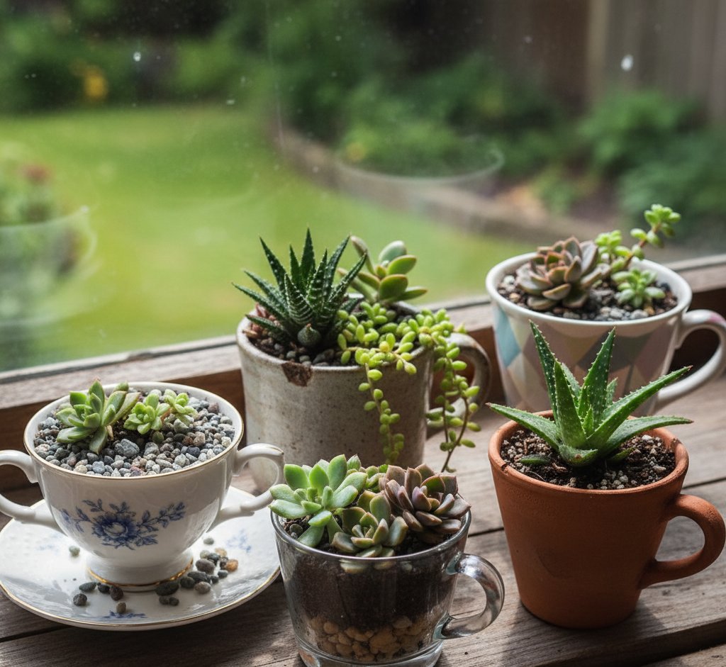 Succulent Mini Gardens In Teacups