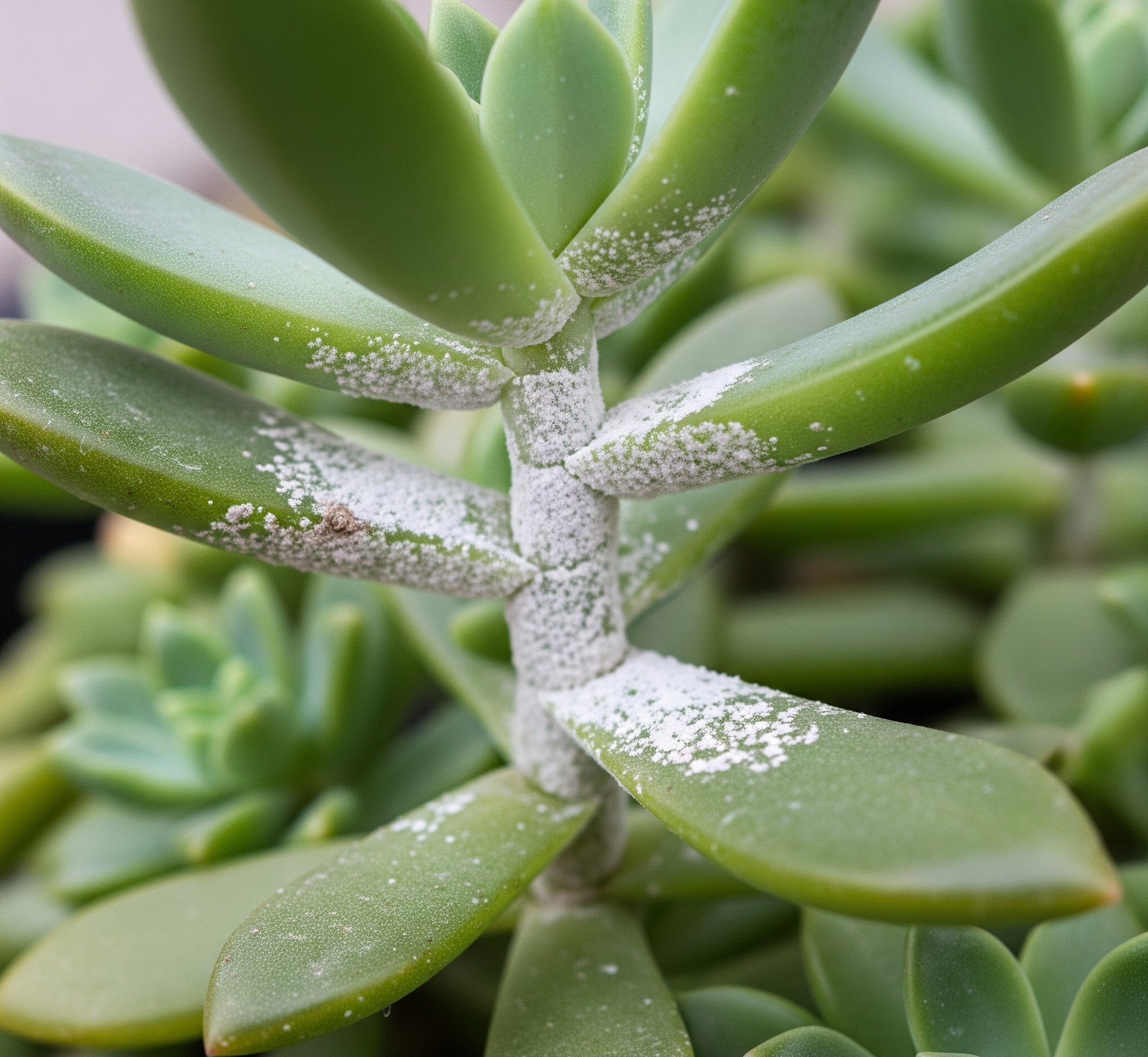 Succulent with powdery mildew