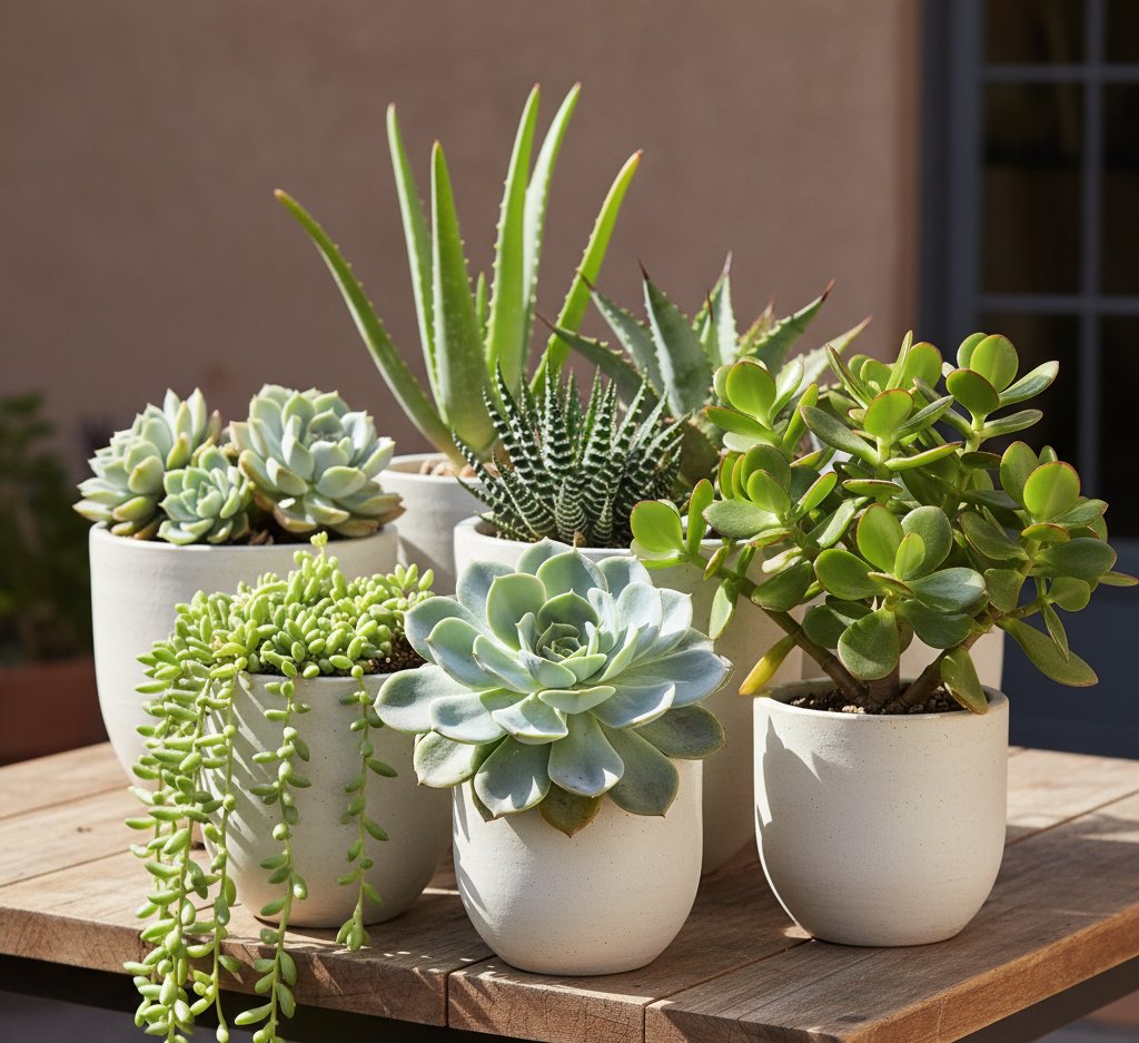 Vivid Green and Blue Succulents