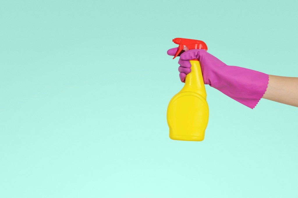 holding disinfectant