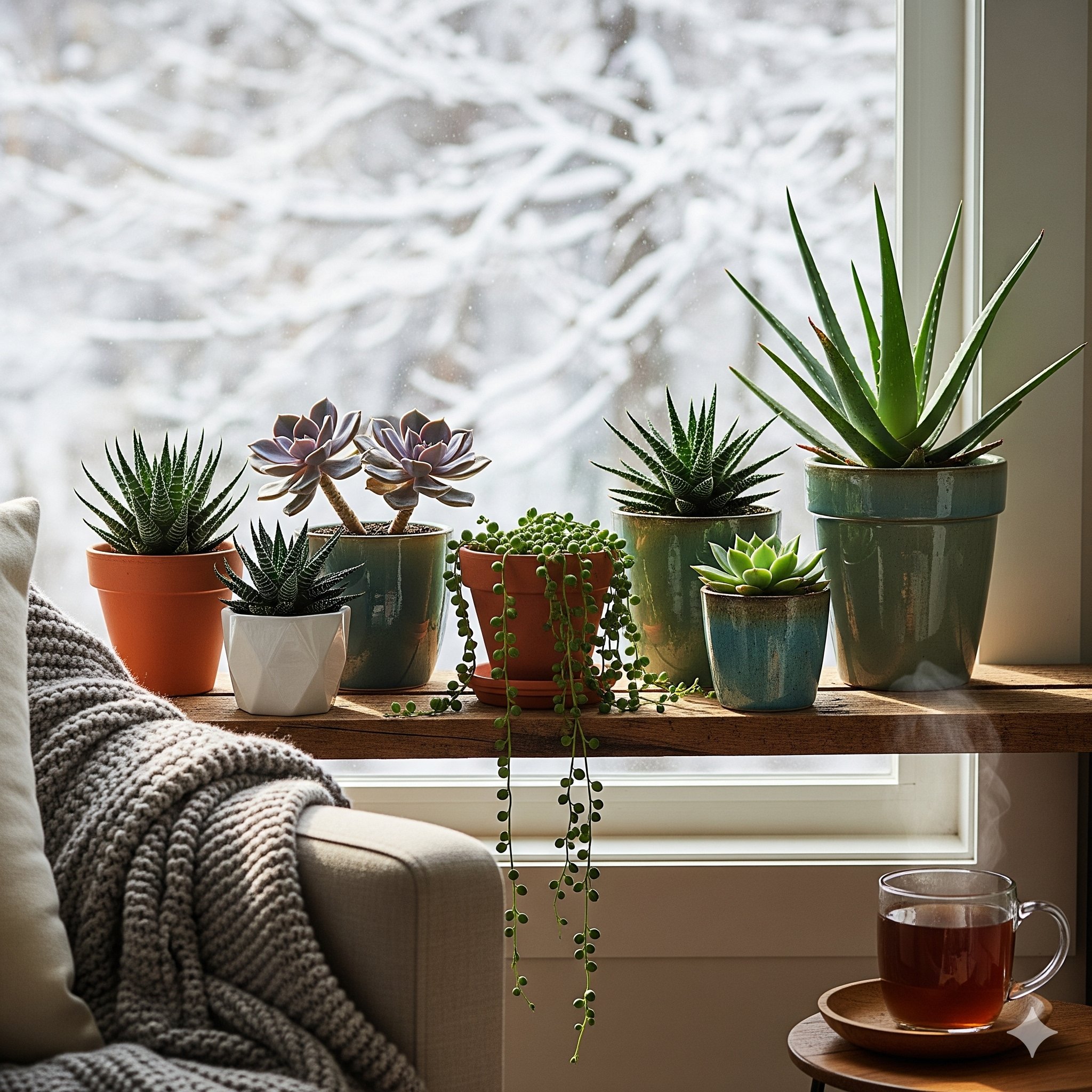 indoor succulents in winter
