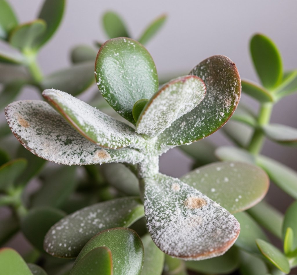jade plant with powdery mildew