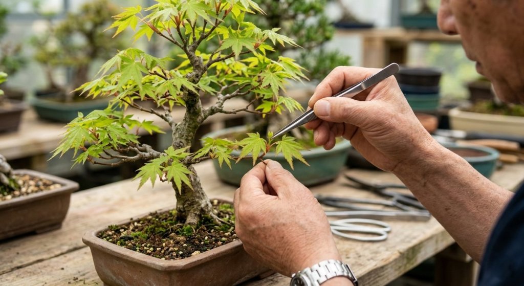 pinching japanese maple bonsai