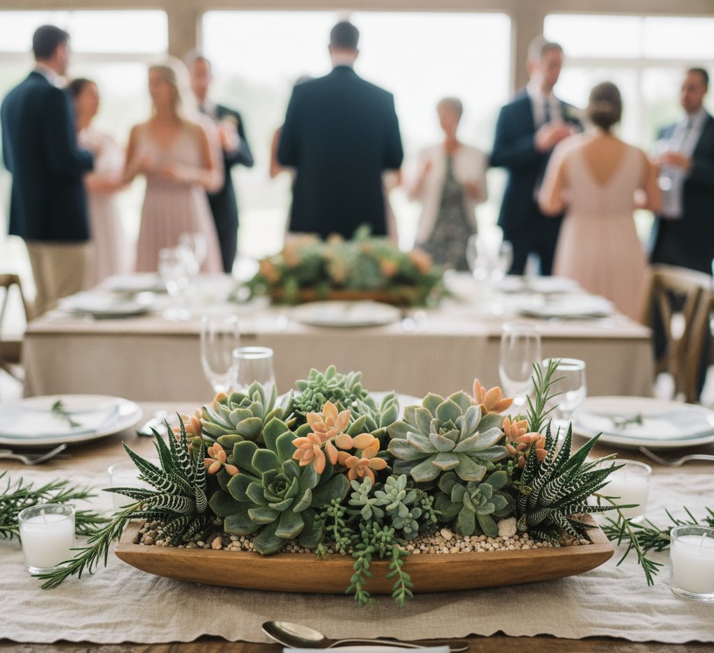 succulent centerpiece at a wedding
