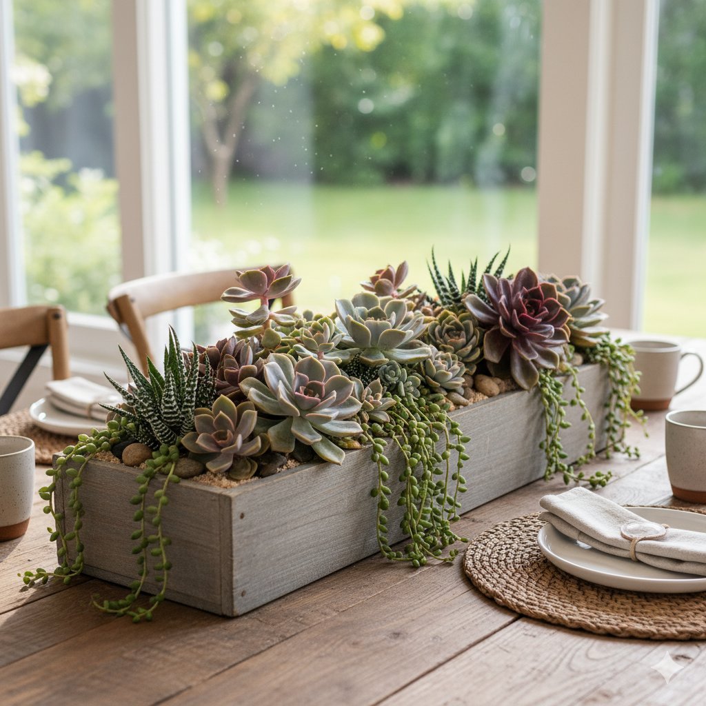 succulent centerpiece at home