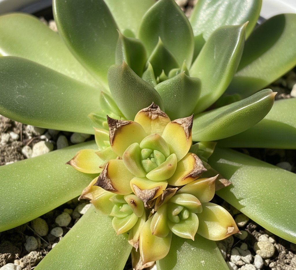 succulent with deficiency in iron