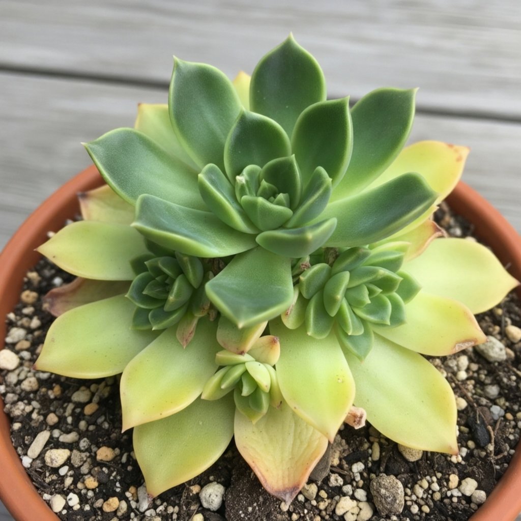 succulent with nitrogen deficiency
