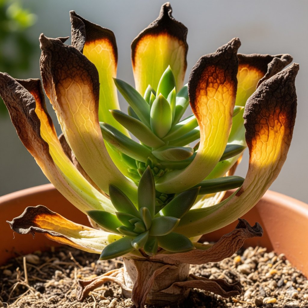 succulent with potassium deficiency