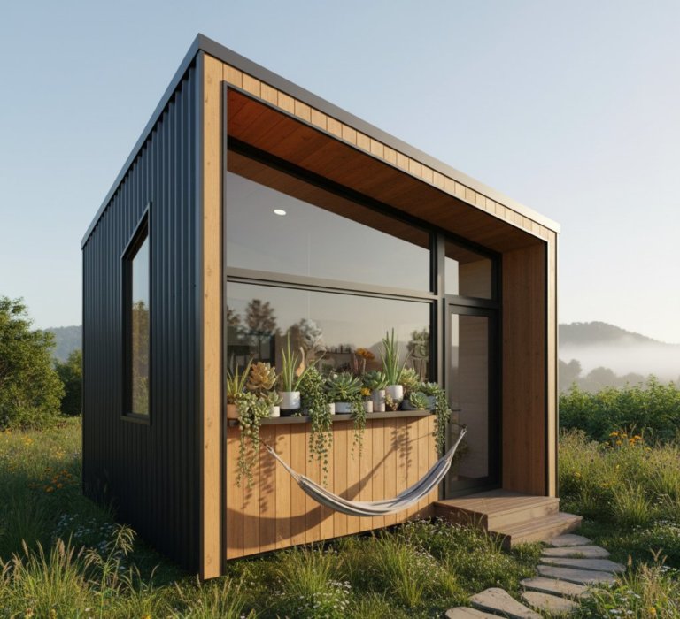tiny home with succulents