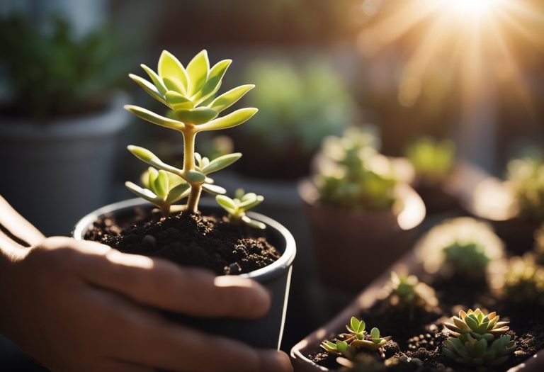 tiny succulent in sunlight