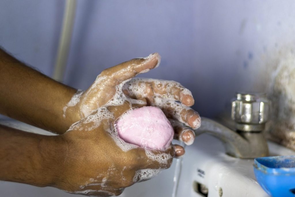 washing hands with soap after cactus thorns removal