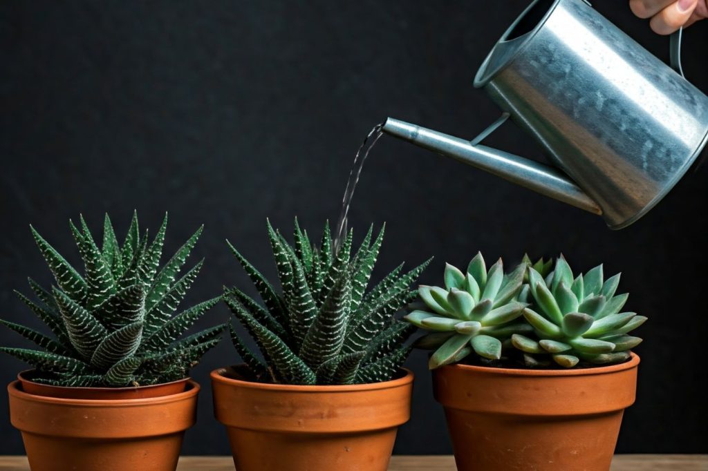 watering small succulents