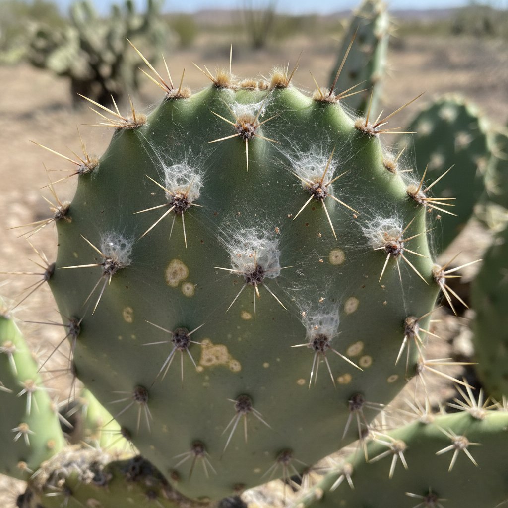 webbing on prickly pear cactus