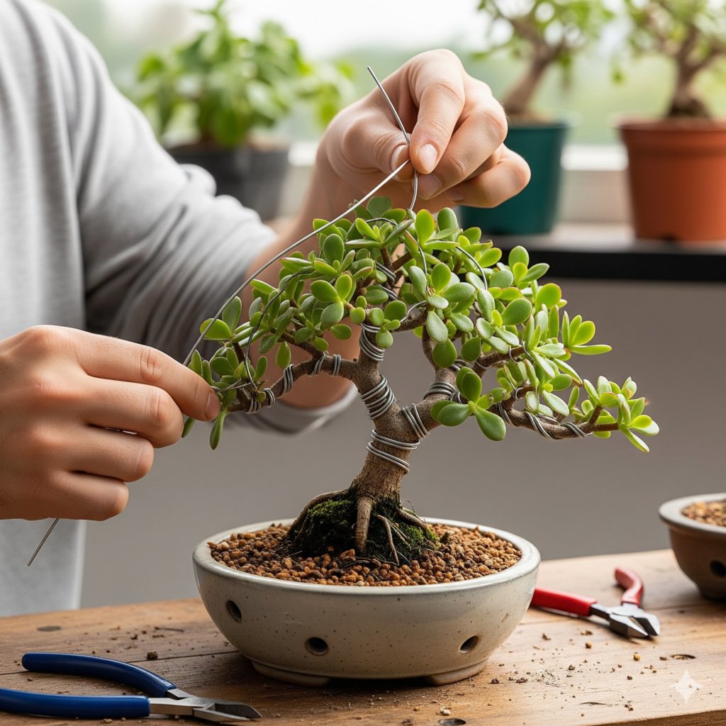 wiring and styling succulent bonsai